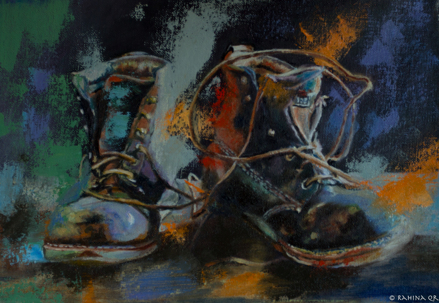 Boots and dust - oilpainting